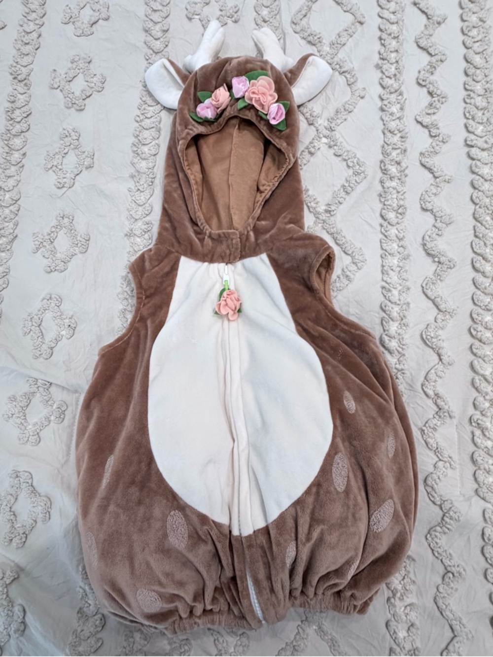 Carter's Brown Plush Deer Hooded Bunting with Pink Accents